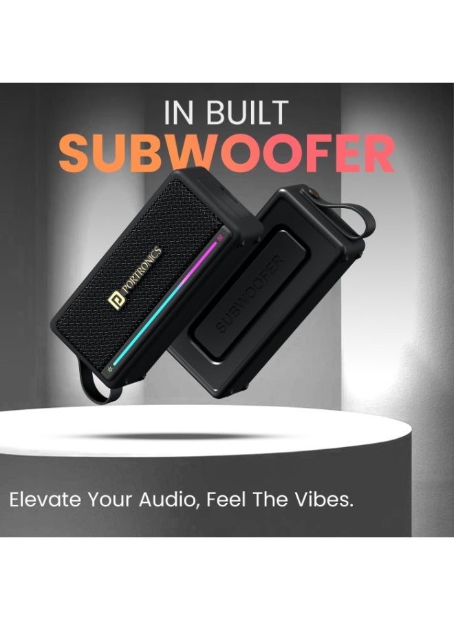 بورترونيكس Portronics Harmony Mini 25W HD Premium Portable Bluetooth Speaker with Subwoofer, EQ Adjustment, 6 Hours Playtime, in-Built Mic,TWS Mode,RGB Lights, Bluetooth V5.3, Type C Fast Charging(Black) - Image 3